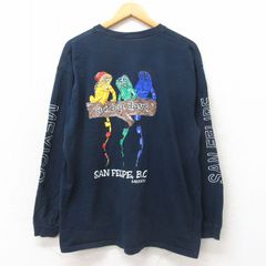 XL/古着 長袖 Tシャツ メンズ イグアナ コットン クルーネック 黒 ブラック 25may21 中古