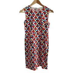Kate spade(ケイトスペード) ワンピース サイズ4 S レディース美品  - ベージュ×白×マルチ クルーネック/ノースリーブ/ひざ丈