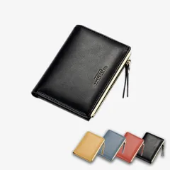 二つ折り コンパクト ミニ財布 レディース 薄型 軽量 小銭入れ付き カード収納 仕切りあり シンプル 可愛い スマート ウォレット ⚫︎black⚫︎ /全国送料無料/ /在庫少量/ /追跡で安心お届け/ ♣