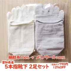 シルク100％1足＋メリノウール100％1足の2足セット 5本指ソックス