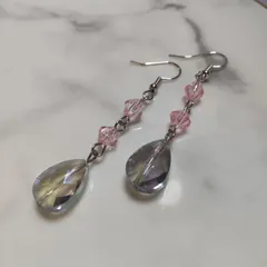 ドロップピアス ライトブルー×ピンク