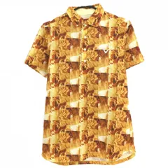 ★特価★【超美品】キャロウェイ レッドレーベル 半袖ポロシャツ イエロー系×白 花柄 ロゴ刺しゅう メンズ M ゴルフウェア Callaway