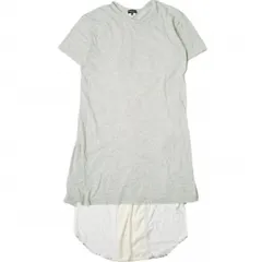 COMME des GARCONS HOMME PLUS コムデギャルソンオムプリュス 18SS 日本製 Disco期 スパンコール＆フェイクファードッキングロングTシャツ PA-T021 M グレー 半袖 燕尾 トップス g21534