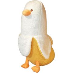 抱き枕 ぬいぐるみ バナナ アヒル ふわふわ もこもこ ロングクッション(ホワイト, 50cm)