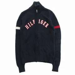 TOMMY HILFIGER トミーヒルフィガー ニット トラックジャケット ジップアップ ネイビー サイズXS レディース 【中古】