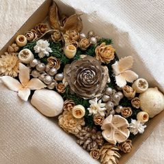 発送方法が変わりました！ドライフラワー ドライ ナッツ 木の実 詰め合わせ セットˎˊ˗ クリスマス　クリスマスBOX  　ホワイト　プラチナ　ホワイトクリスマス スギ　ヒムロスギ　　No.89
