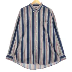 古着 90年代 ラルフローレン Ralph Lauren CHAPS チャップス マルチストライプ 長袖 ボタンダウンストライプシャツ メンズXL/eaa456240