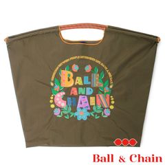 【正規品】ボールアンドチェーン (BC Garden ガーデン / カーキ) Lサイズ  トートバッグ エコバッグ 刺繍 フラワー 花