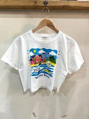 crazy shirts クレイジーシャツ Mサイズ USA製 Waikiki Beach ワイキキビーチ 半袖Tシャツ クルーネック プリント ハワイ レディース