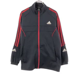 アディダス トラックジャケット 160 ネイビー×レッド adidas スポーツ トレーニング ウォームアップ キッズ 古着 【240223】