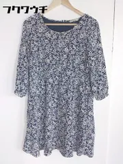 ◇ URBAN RESEARCH Sonny Label 花柄 七分袖 膝丈 ワンピース サイズFREE ネイビー ホワイト レディース 【1002800336715】