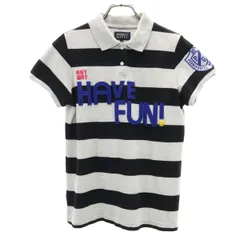 PEARLY GATES パーリーゲイツ 日本製 ボーダー柄 ゴルフ 半袖 ポロシャツ 0 グレー 鹿の子 レディース 古着