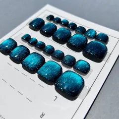 #46 即購入可 12サイズ24枚 フットネイルチップ  マグネットグリーン 付属品あり フルサイズ