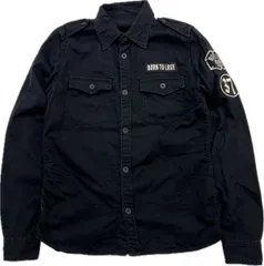 HYSTERIC GLAMOUR ☆ ワッペン◎ ミリタリー シャツ ブラック M アメカジ ワーク ストリート 古着 人気 HG ヒステリックグラマー■CE329
