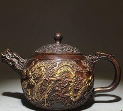 ドラゴン彫刻 金属製ティーポット - メルカリ
