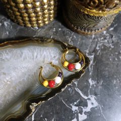 USA VINTAGE COLORFUL STONE DESIGN EARRING/アメリカ古着カラフルストーンデザインピアス