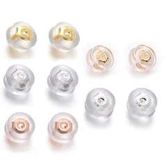 【人気商品】18金 K18メッキ 10ペア(20個) 金属アレルギー レディース 落ちない メンズ 筒型 チャック袋付き イエローゴールド シリコン ホワイトゴールド ピンクゴール キャッチ ドシルバー QYHH022 ピアス (kc金)