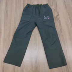美品。familiar。ファミリア。キッズ裏フリースナイロンパンツ。グリーン系。110サイズ。