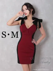 ブラックレッド【Andy GLAMOROUS/アンディグラマラス】ストレッチ/ バイカラー/ ノースリーブ/ リボンデザイン/ 切り替え/ タイト/ ミニドレス/ キャバドレス キャバワンピース [GMS-V769-BExB-2307]