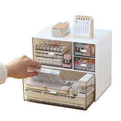 Lサイズ2個セット-白 Ruisya 小物入れ 卓上収納ケース 組み合わせ自由 引き出し レターケース おしゃれボックス A5 化粧品 文房具 デスク 書類 (Lサイズ2個セット-白)