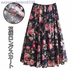 マキシスカート 花柄 レディース フレアスカート Aラインスカート 薄手 スカート ウエストゴム ロングスカート レトロ 花柄スカート