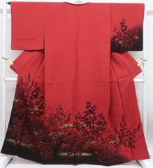 【一輝堂】リサイクル着物 訪問着 花文 金彩 正絹 身丈162cm 裄丈66.5cm 25z07-3872