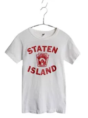 【お得なクーポン配布中!】 60s USA製 ラッセル プリント 半袖 Tシャツ キッズ ボーイズ M 110cm 程/ 古着 ヴィンテージ 初期 金タグ シンプル シングルステッチ 白