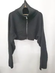 ◇ ⊇ MURUA ムルーア ジップアップ ショート丈 長袖 ニット カーディガン サイズ2 ブラック レディース E  【1507010015431】