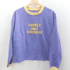 ◇ Θ niko and … ロゴプリント バイカラー 長袖 スウェット トレーナー サイズM パープル イエロー レディース E  【1502030043969】