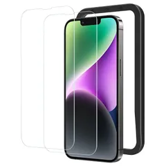 NIMASO ガラスフィルム iPhone 14 Plus 用 強化 ガラス 保護 フィルム iphone14プラス 6.7インチ 用 指紋防止 ガイド枠付き 2枚セット NSP22H499 0