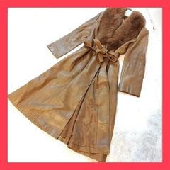 【高級】ロングコート　ラムレザー　山羊革　100％　ナッパレザー　ファー
