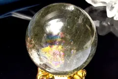 【１点物】幻想風景◇虹入り ガーデンクォーツ(庭園水晶)　32mm　丸玉(台座付き) スフィア _CG6349【宅急便】