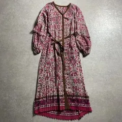 新品タグ付き定価66,000円◆MUVEIL◆立体プリーツ ベルテッド フラワー総柄 ワンピース◆ミュベール