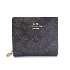 コーチ 財布 レディース COACH 折り財布 シグネチャー スナップ ウォレット CW789 IMXAQ ウォルナット×ブラック
