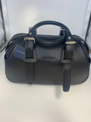 【未使用品】バーバリー　ミニボストンバッグ　ノバチェック　レザー　黒