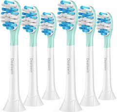 Dealswin 互換品 互換ブラシ フィリップス ソニッケアー 電動歯ブラシ 替えブラシ アダプティブクリーン プレミアムクリーン レギュラー プレミアムプラークディフェンス HX9044 C3 C2 W2(ホワイト, 6本 (x 1))