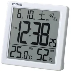 MAG(マグ) 目覚まし時計 デジタル カッシーニ バックライト スヌーズ機能付き ホワイト T-726WH-Z