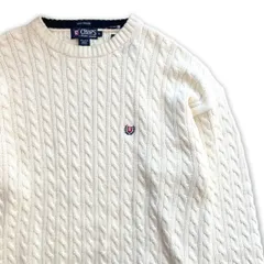 90s CHAPS RALPH LAUREN チャップス ラルフローレン ケーブルニット コットンセーター オフホワイト