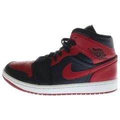 NIKE (ナイキ) AIR JORDAN 1 MID BRED 554724-074 エアジョーダン1  ブレッド ミッドカットスニーカー  ブラック/レッド US7.5/25.5cm