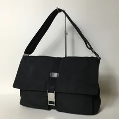 2508-5｜グッチ ショルダーバッグ キャンバス レザー ブラック