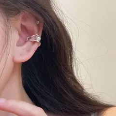 パール付き イヤークリップ 片耳 イヤーカフ ノンホール 925シルバー 金属アレルギー 真珠 シンプル
