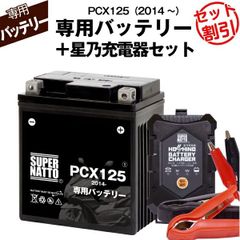 【バッテリー＋充電器セット】 PCX125 (2014年式～)シールド型 ■ 星乃充電器 ■ スーパーナット