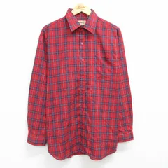 XL/古着 長袖 シャツ メンズ 90s 大きいサイズ ロング丈 赤他 レッド チェック 25jun19 中古 トップス