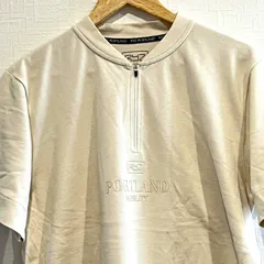 (^w^)b RYZ PORTLAND ライズポートランド 半袖Tシャツ トップス ポロシャツ 鹿の子 カノコ ハーフジップ シンプル 無地 春夏 綿 ゆったり カジュアル タウンユース 紳士 ベージュ ホワイト系 メンズ サイズL