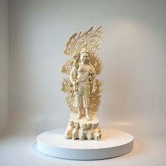 仏像 大勢至菩薩像 勢至菩薩 ツゲ 木彫 仏具 (約)高22cm×幅6cm 仏像 大勢至菩薩像 勢至菩薩 ツゲ 木彫 仏具 (約)高22cm×幅6cm