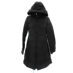 ロペ ROPE ダウンコート ロング丈 スタンドカラー フード付き 2way ジップアップ 38 M 黒 ブラック /YS2