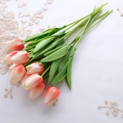 チューリップ10ブーケ オレンジ　造花 イミテ ーションフラワー 飾り おしゃ れ ウエディング 撮 影