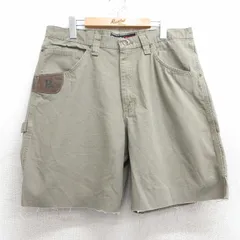 W35/古着 ラングラー ショート ペインター パンツ ショーツ メンズ リップストップ ダック地 コットン ベージュ カーキ spe 25jun25 中古 