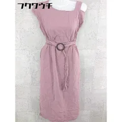 ◇ ◎ natural couture リネン混 ベルト付 ノースリーブ 膝丈 ワンピース サイズＦ ピンク系 レディース 【中古】 【1002801560409】