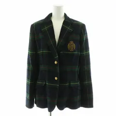 ローレンラルフローレン LAUREN RALPH LAUREN Plaid Bullion Crest Blazer In Navy Multi テーラードジャケット シングル チェック柄 金ボタン ウール 6 M 緑 グリーン /AN32のサムネイル